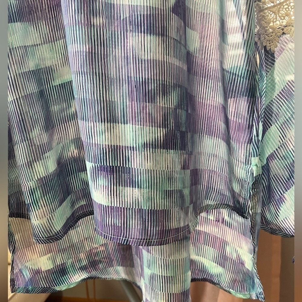Como Vintage sheer blouse embroidered lagenlook cottagecore small art deco blue - Picture 5 of 6